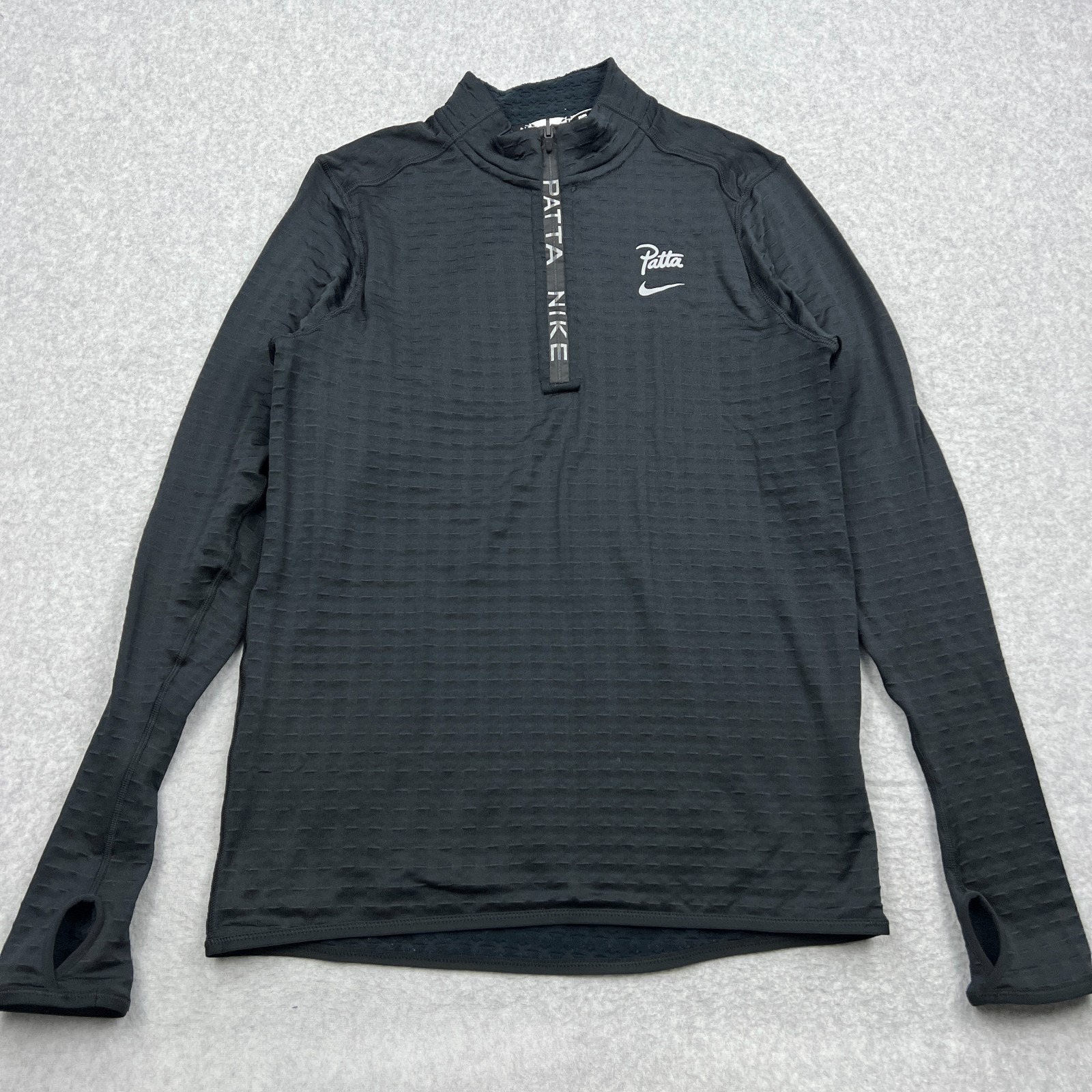 Nike X Patta Shirt Men's Small Black Thermal Running Team 1/2 Zip Long Sleeve